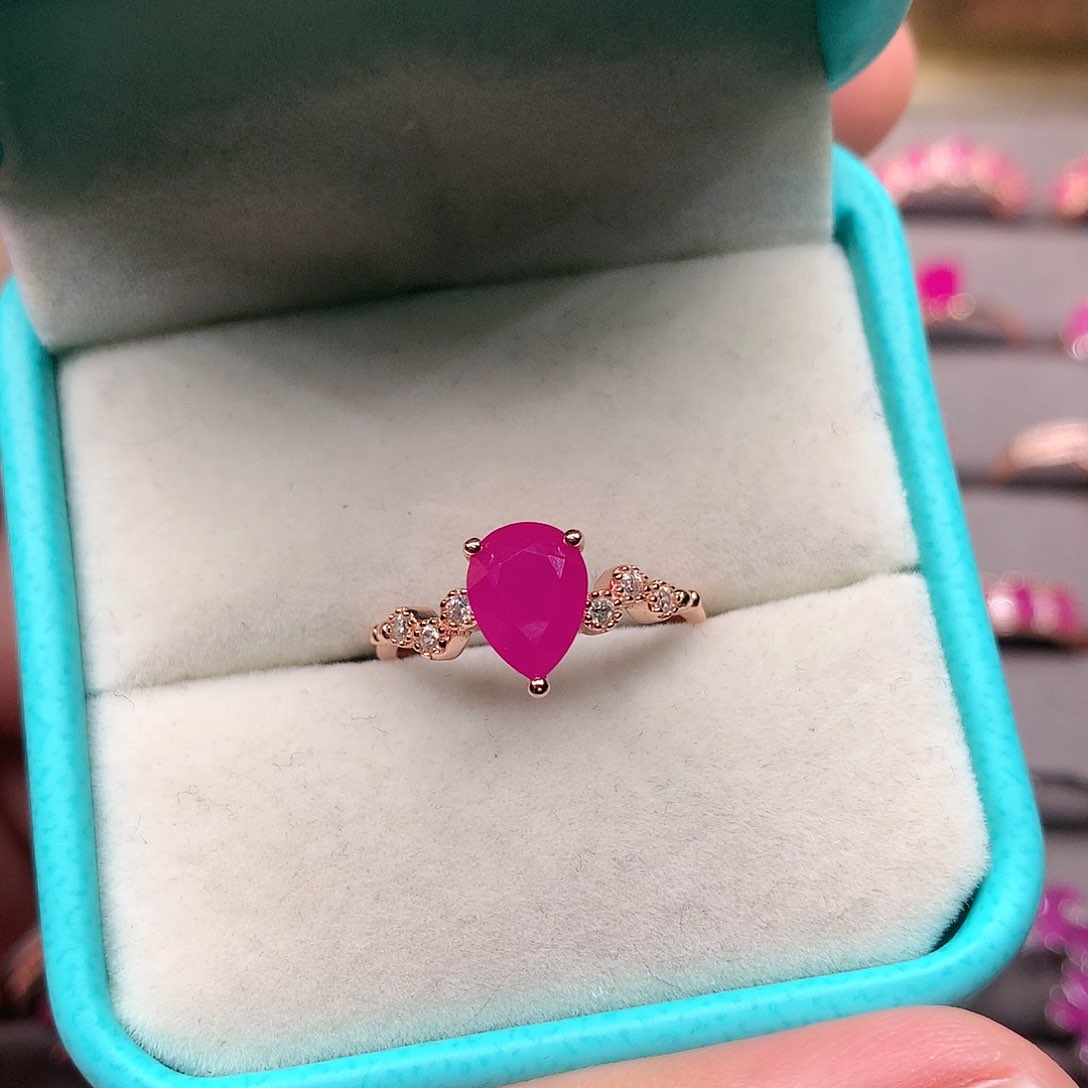 红宝石戒指银S925镶嵌