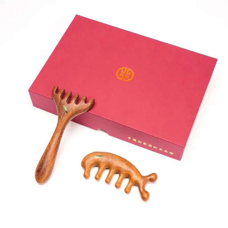 檀锦阁SXM【中式礼品】竹报平安-金丝檀木梳-A01748