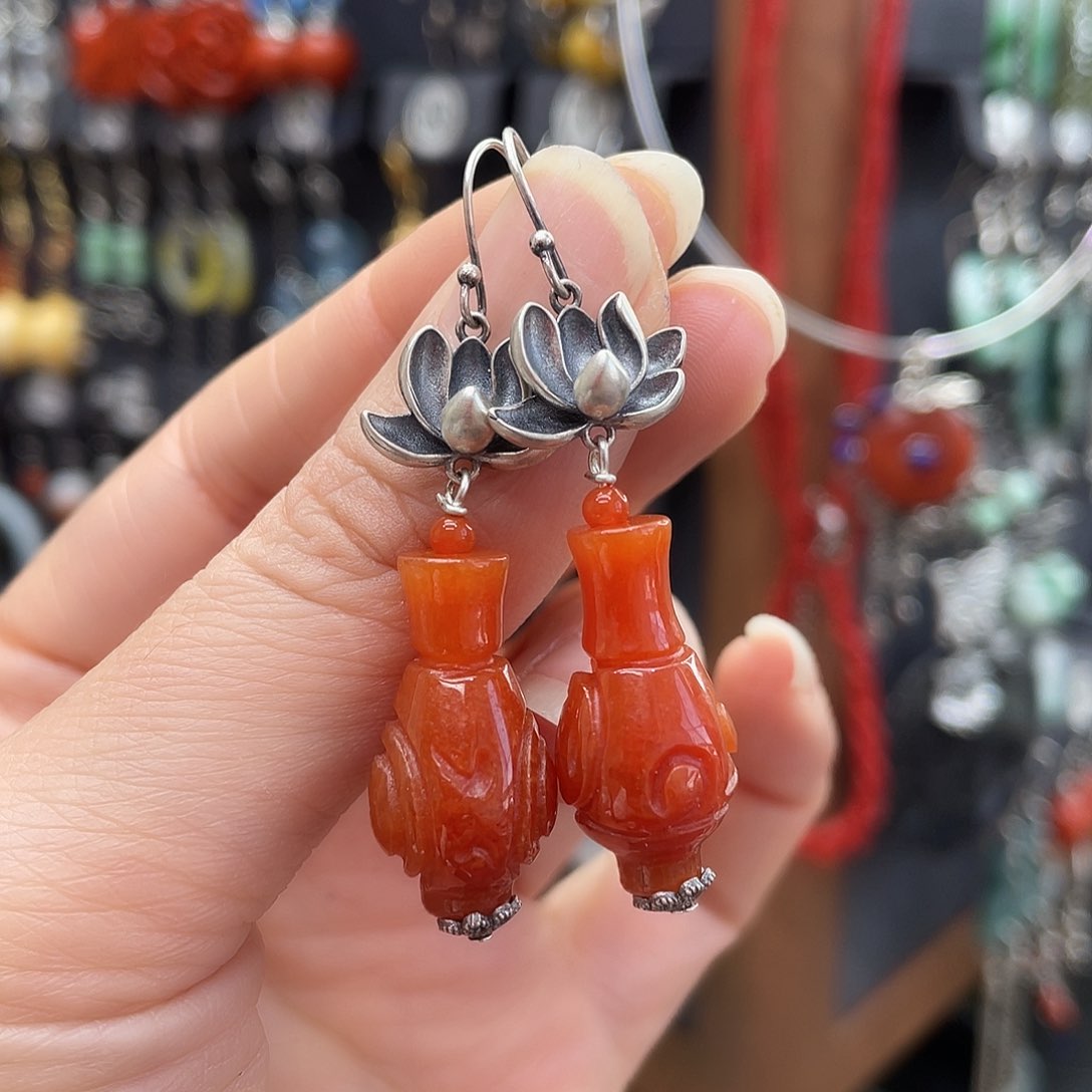 翡翠耳饰银S925镶嵌793fhbhghh