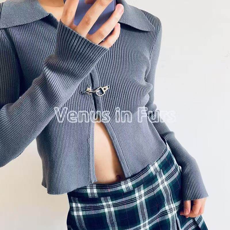 【意法-潮搭T•N】nn314-时尚女装设计感针织衫百搭小众短款气质