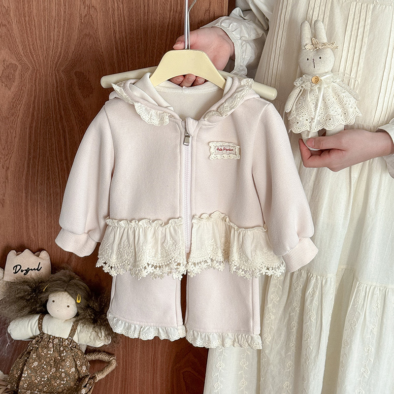 女童秋季套装2025新款儿童洋气卫衣两件套女宝宝秋装连帽外套 a类