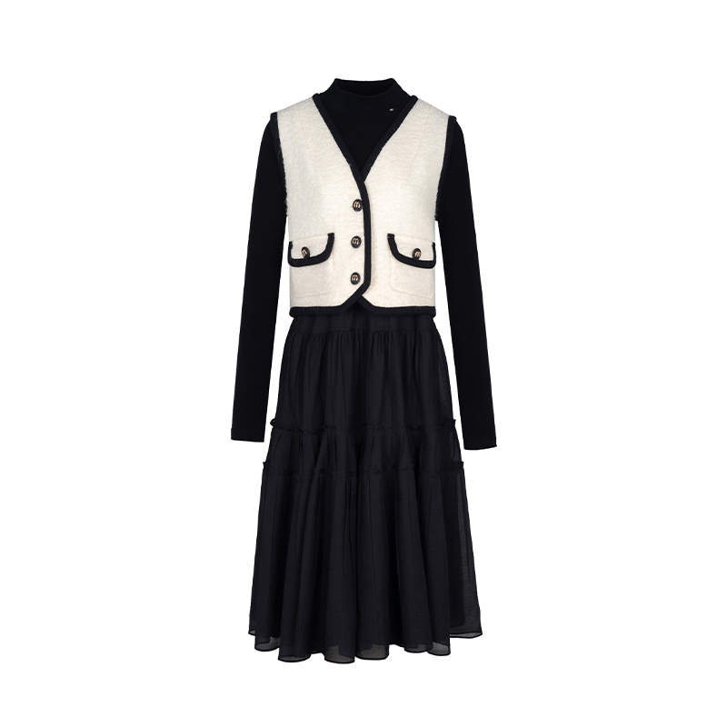 【品牌】商场同款冬季新品两件套连衣裙N1910B34028