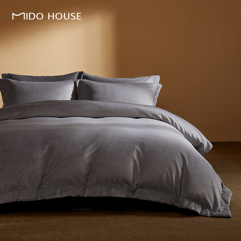 MIDOHOUSE牛奶绒床上四件套秋冬加厚保法兰绒床单床笠被套床品