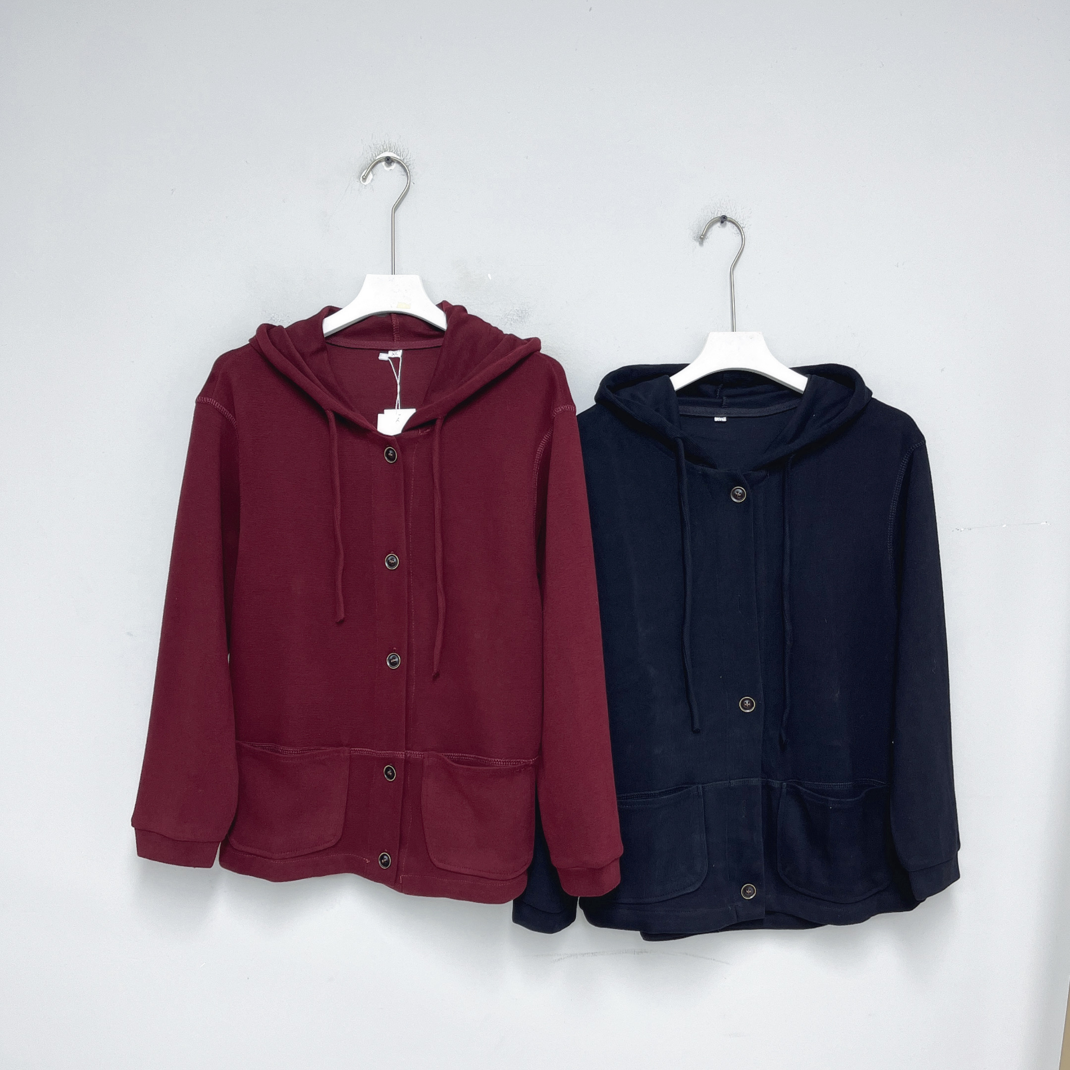 576女装衬衫长袖时尚休闲百搭纯色连帽衬衣