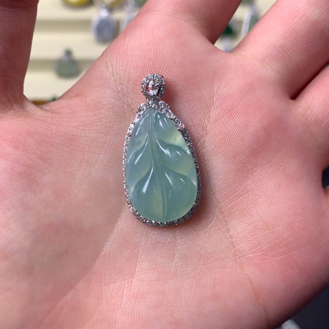 翡翠银S925镶嵌挂件