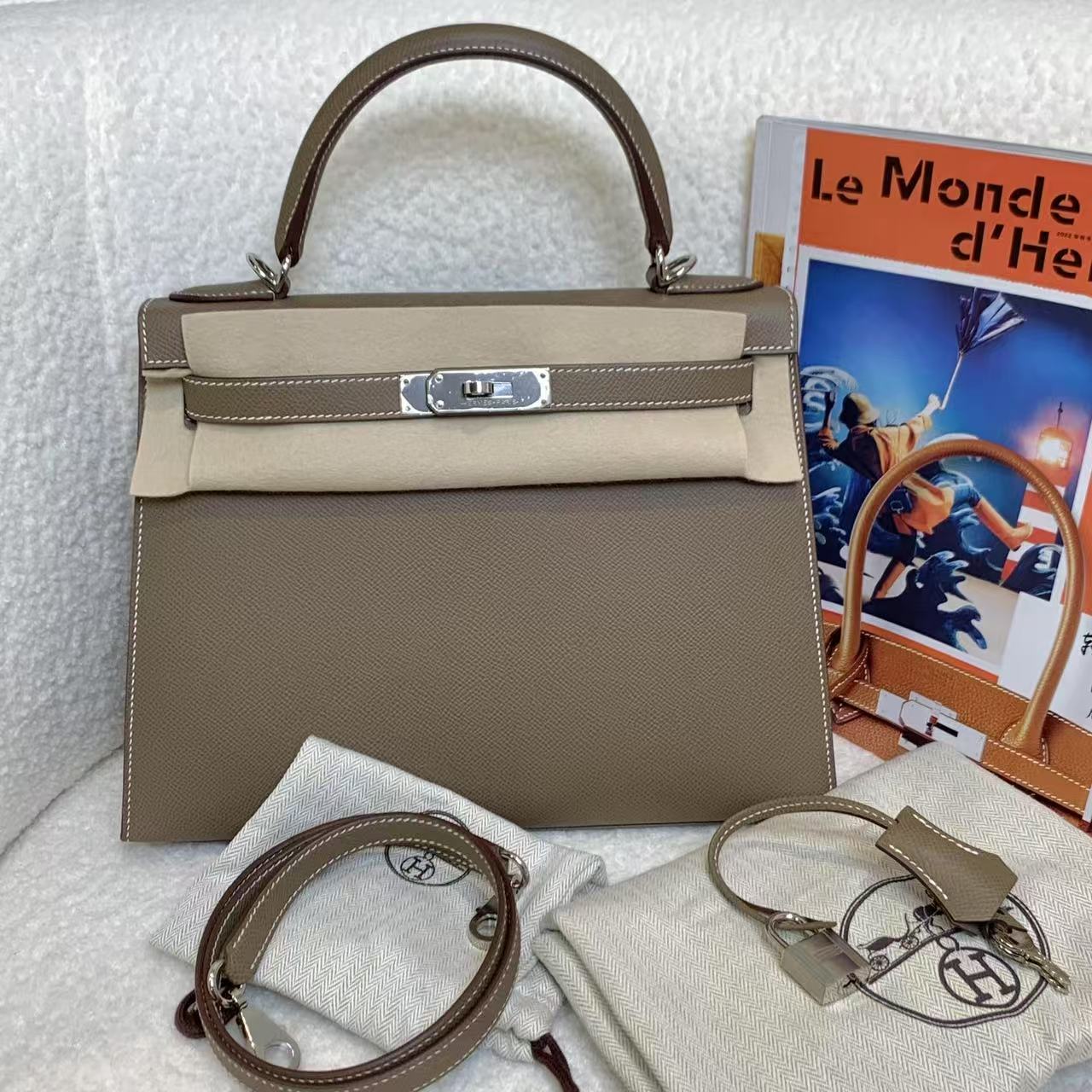 99新 Hermes/爱马仕 壹臻/ 大象灰Kelly28 ep y刻 12823250