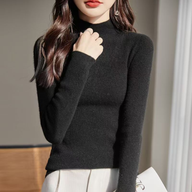 修身女针织百搭上衣打底衫毛衣3-8-1