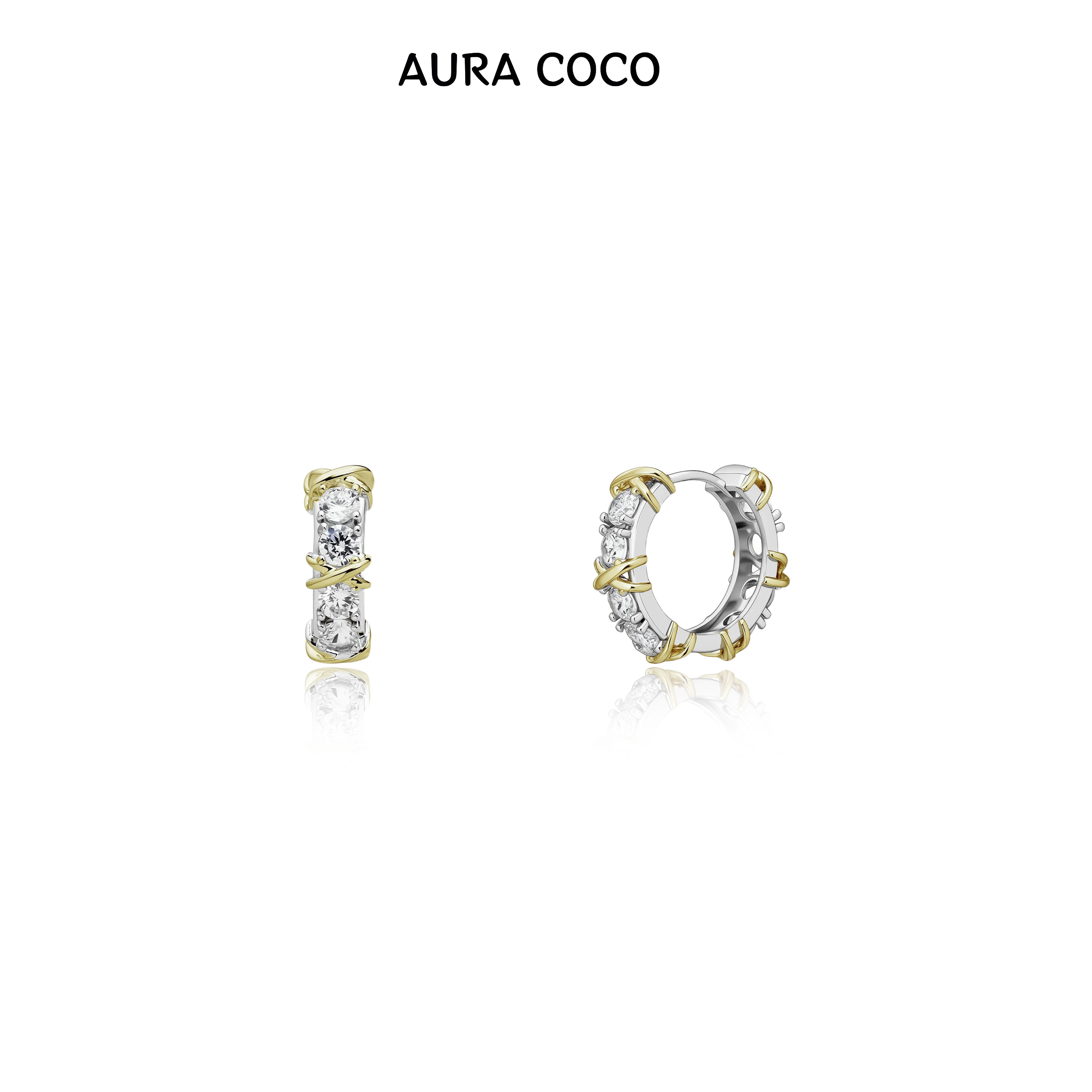  COCO高定 镀K金【金镶银熠】百搭高级感交叉耳饰C1901