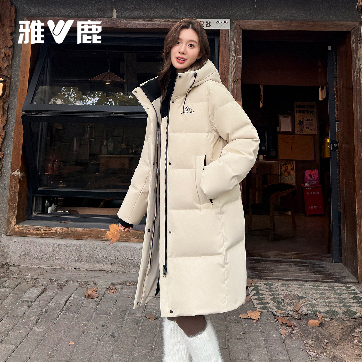 V/雅鹿中长款白色羽绒服女2026冬季新款加厚保暖巨好看的冬装外套