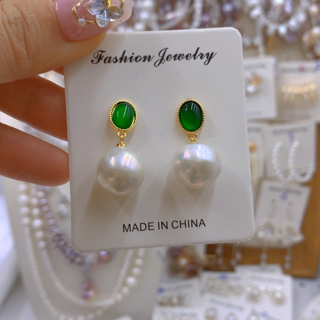 淡水珍珠耳饰银S925镶嵌