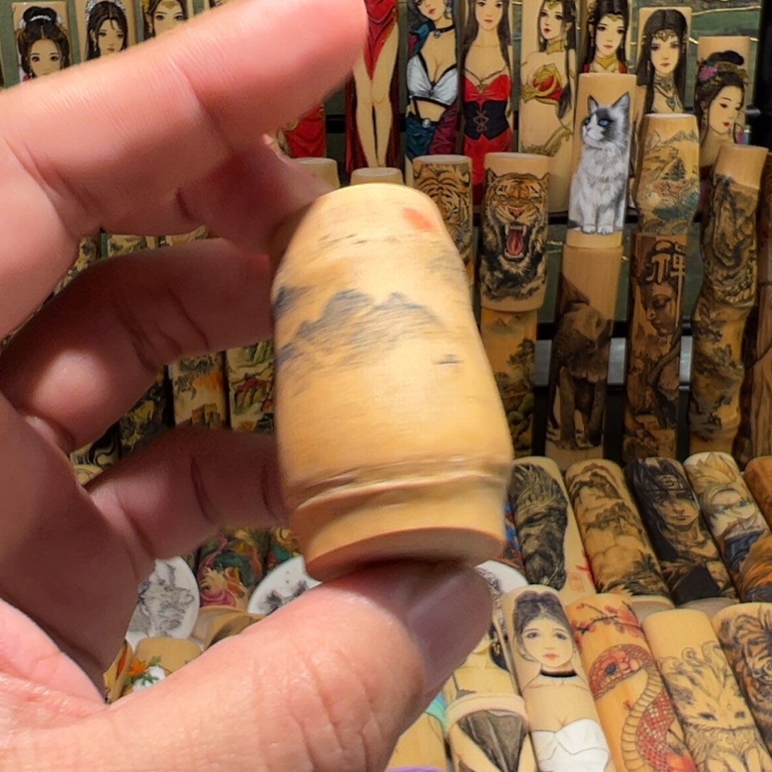 手工针刺山水小墩