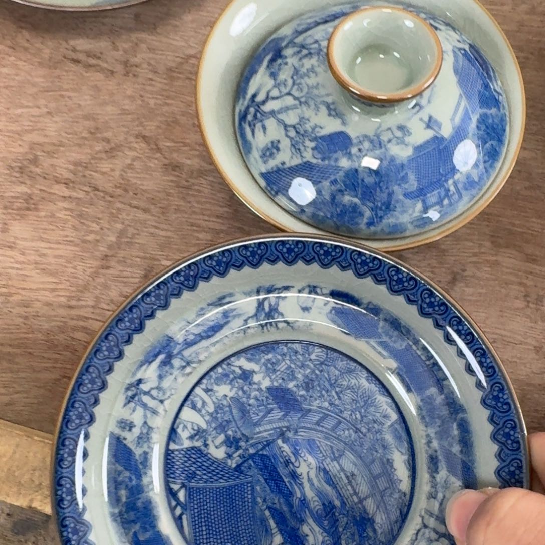 清明上河图马蹄盖碗微瑕