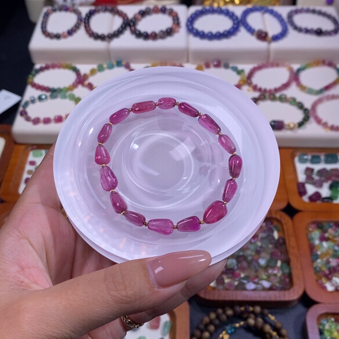 碧玺手链未镶嵌碧玺卢比来水滴