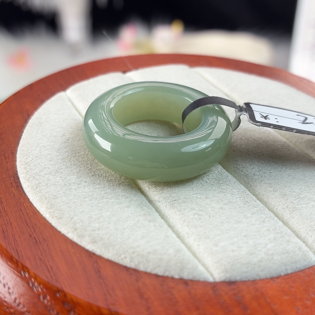 和田玉未镶嵌戒指r71奶蓝甜甜圈17.4