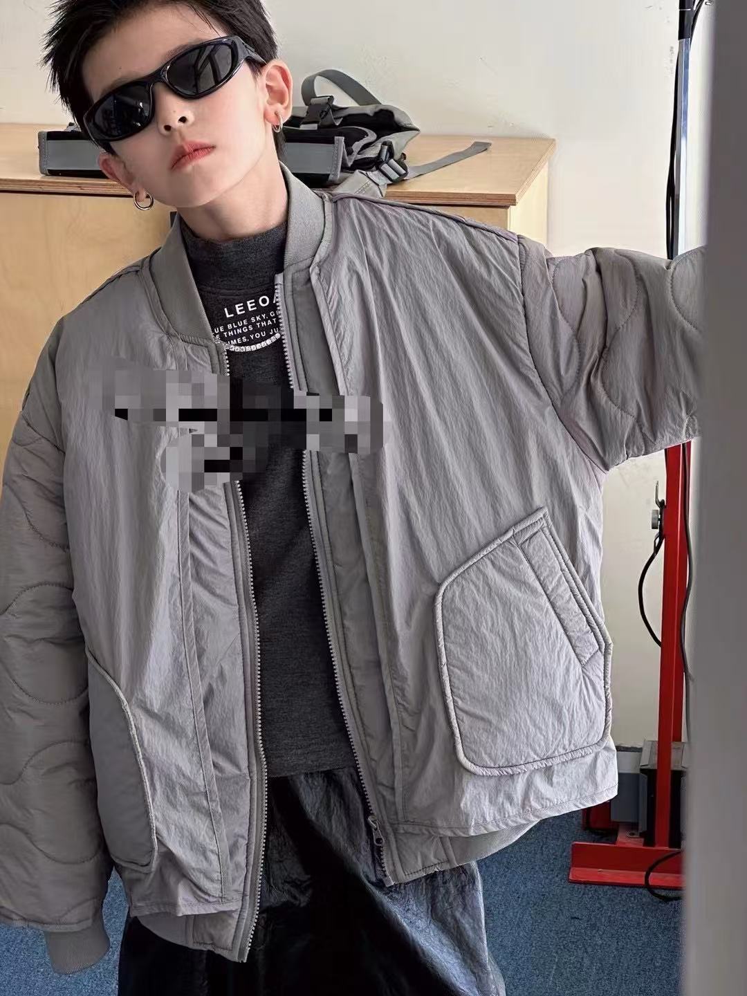 2024休闲时尚韩版灰色童装冬季百搭