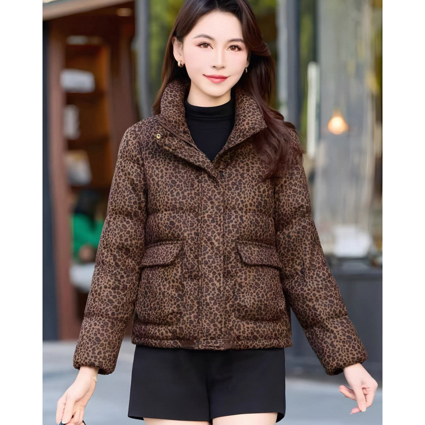 【尚品胖小妞】【短款棉服】冬季加绒加厚小翻领毛领中老年精品棉服