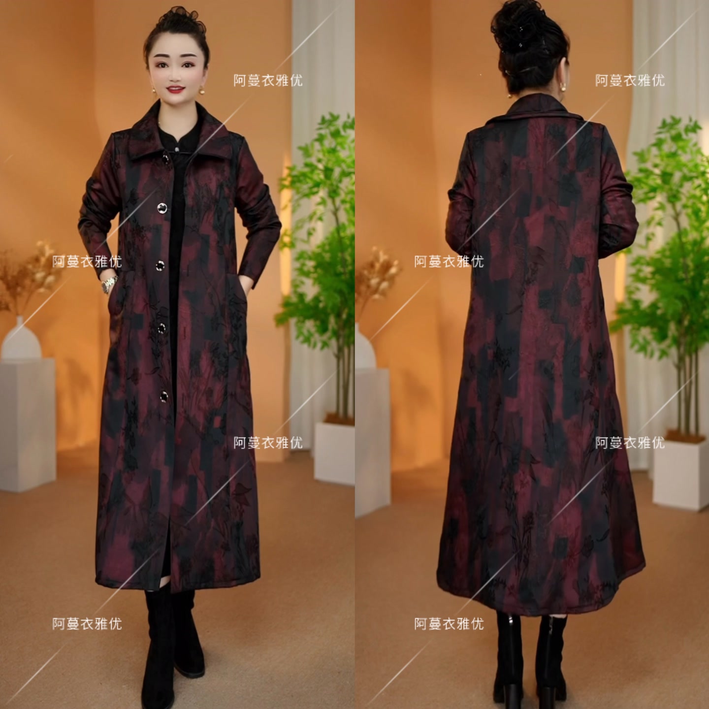 【衣雅严选】8124-2350#新款正版高定休闲提花加厚风衣外套