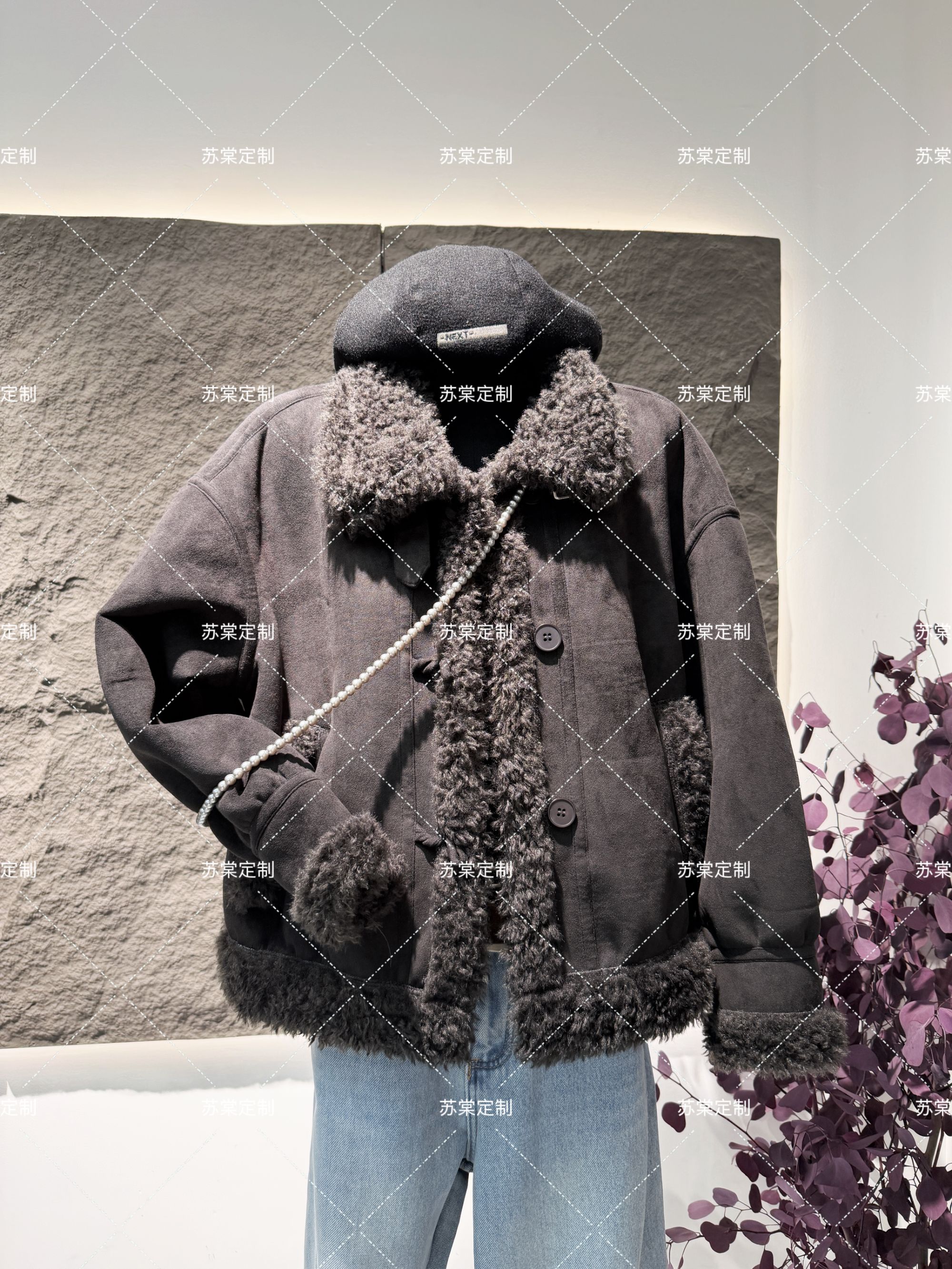 MY专属-短款时尚加绒加厚轻职风立领加厚上衣冬季保暖外套582562