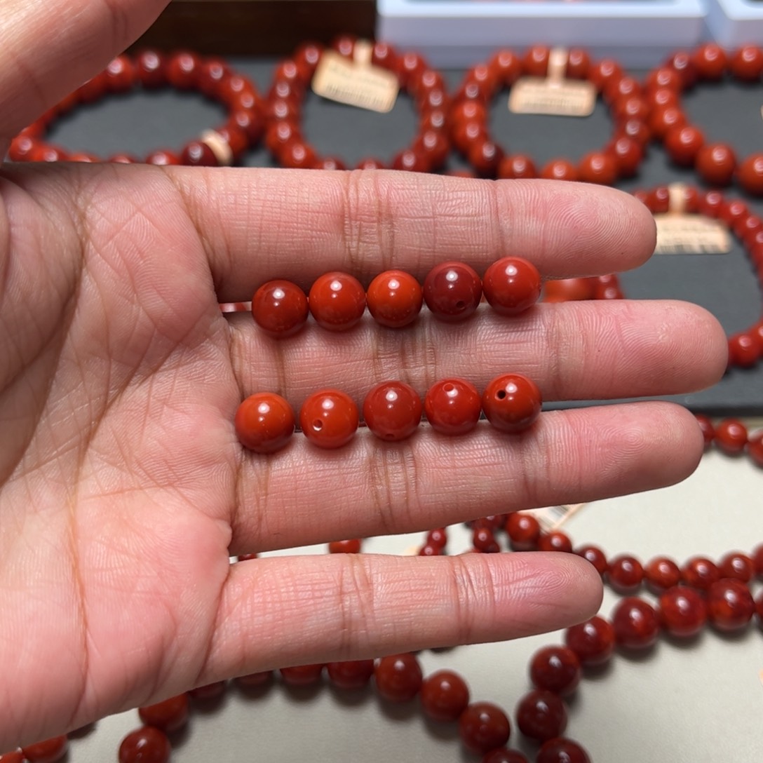 南红玛瑙未镶嵌手串10颗柿子锦圆珠
