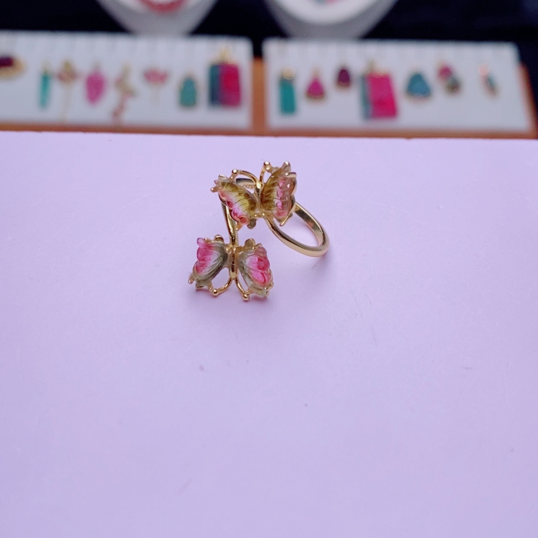 未镶嵌蝴蝶戒指m碧玺