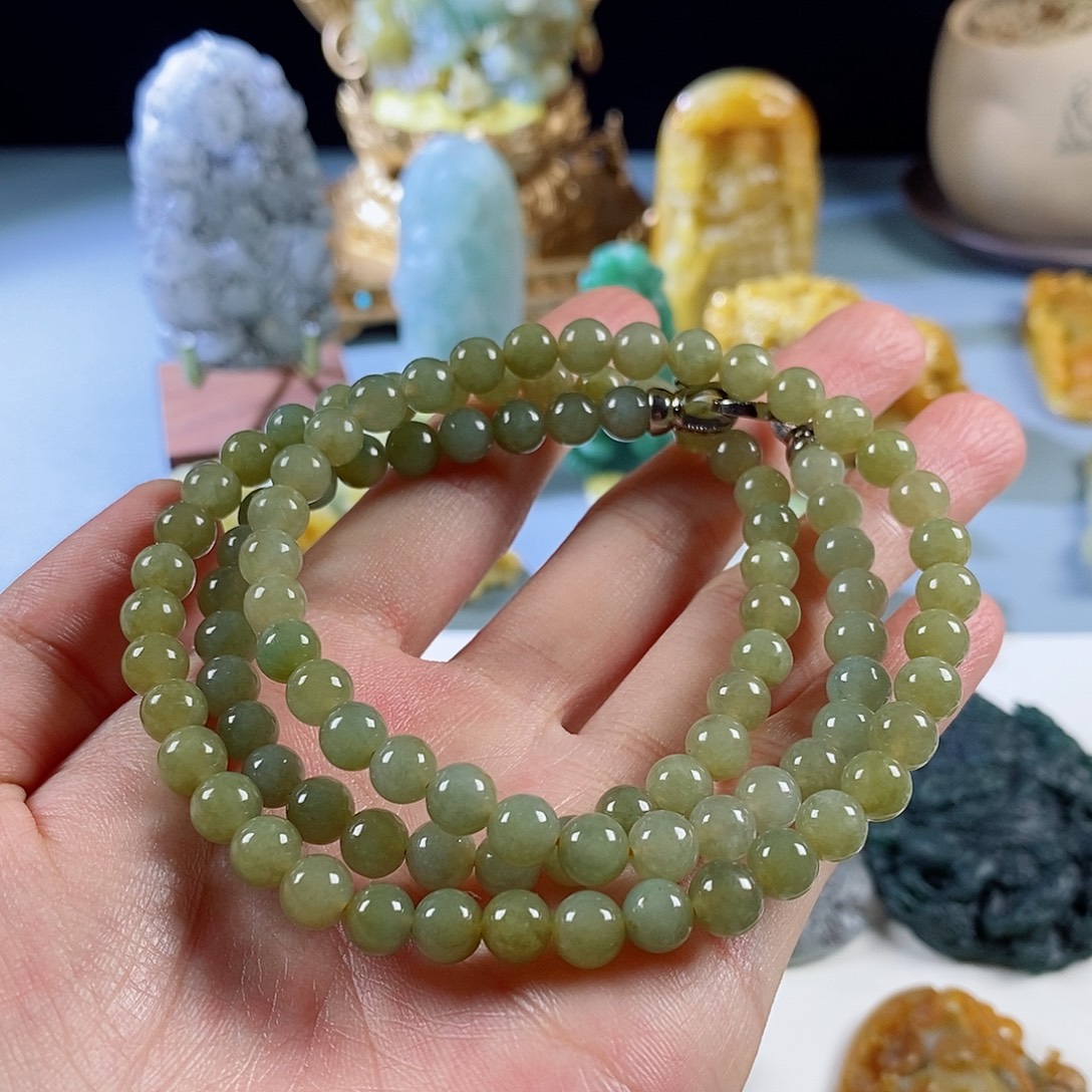 定制翡翠未镶嵌天然a货翡翠珠链