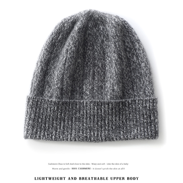 ZD-356# 山羊绒花纱帽子女男大头围包头帽针织帽秋冬加厚抽条155