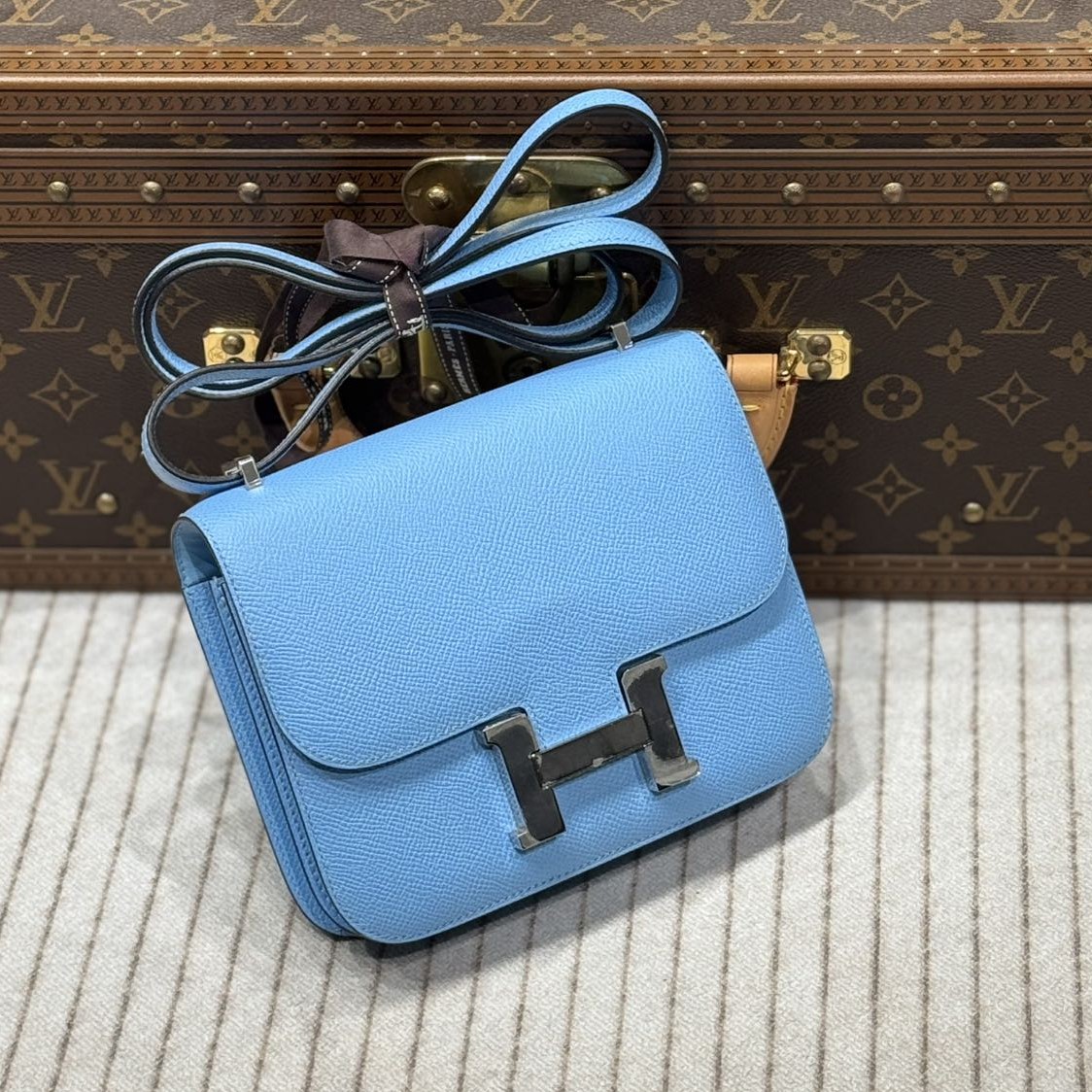 99新 Hermes/爱马仕 lina/u刻爱马仕糖果蓝康康19包
