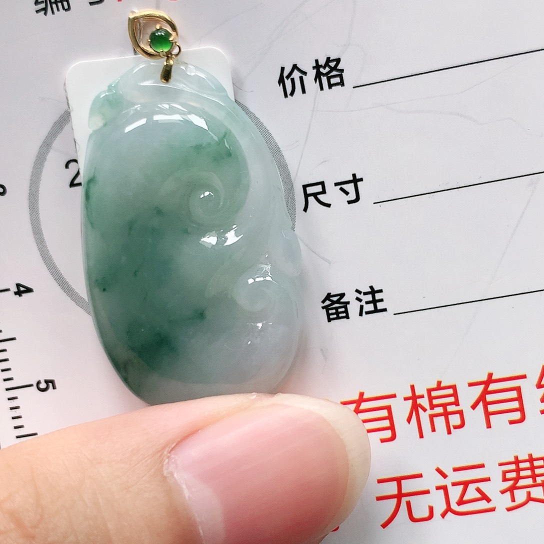 翡翠颈饰18K金镶嵌111111111