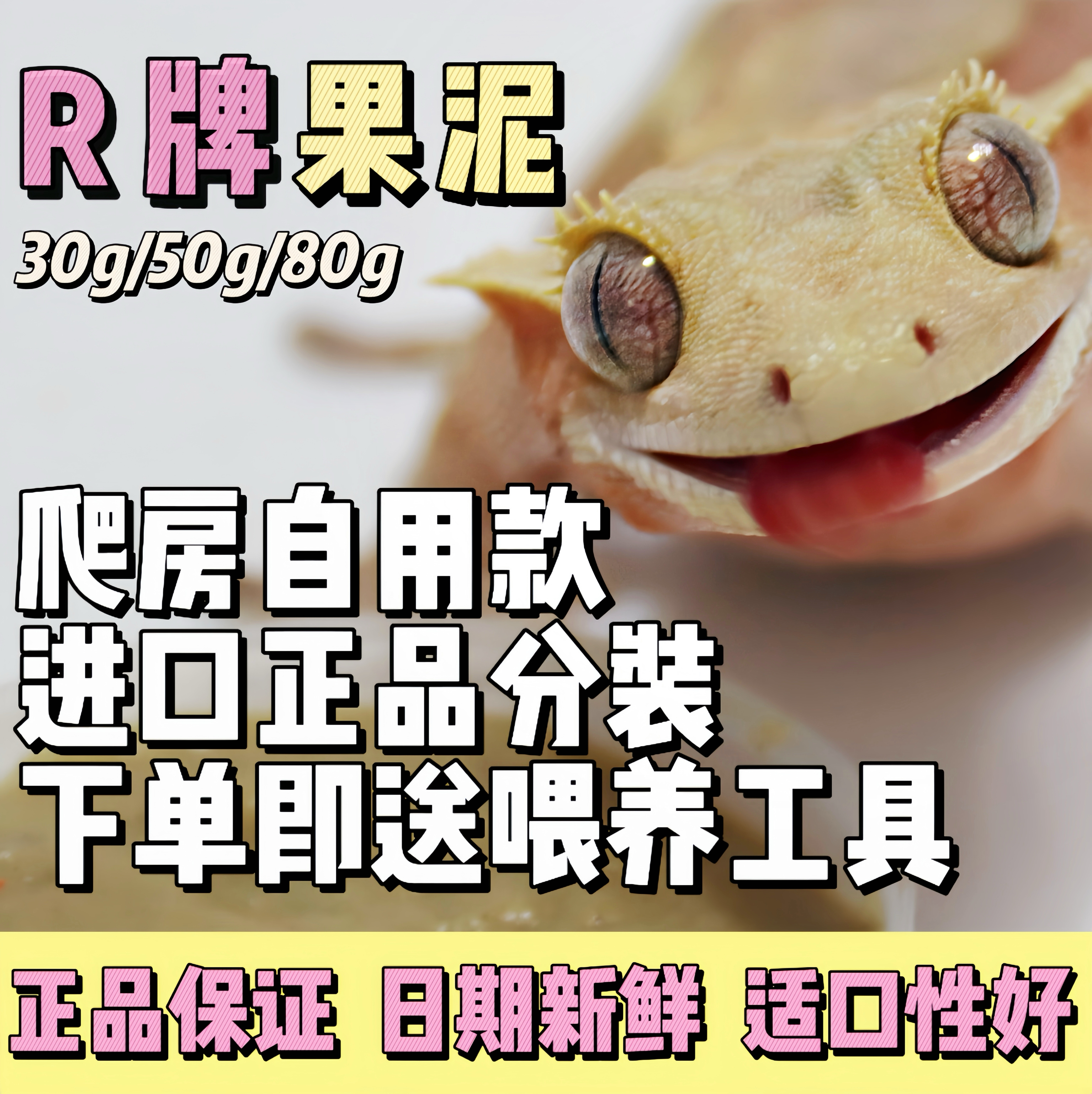 R牌果泥分装爬宠盘古饲料睫角守宫魔物盖勾亚巨人R属爬虫水果口粮