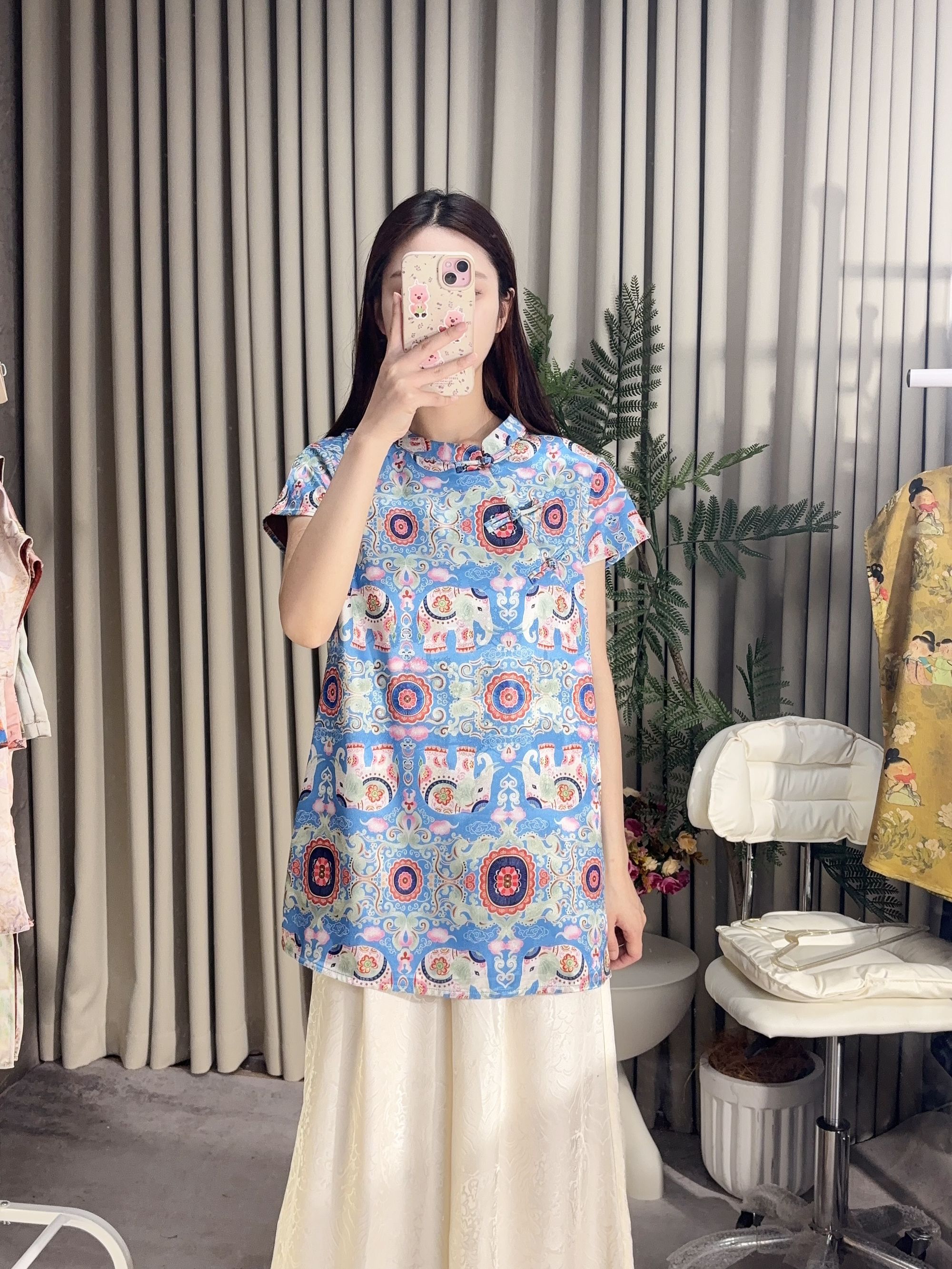 【万象】新中式国风中长飞袖小衫O2