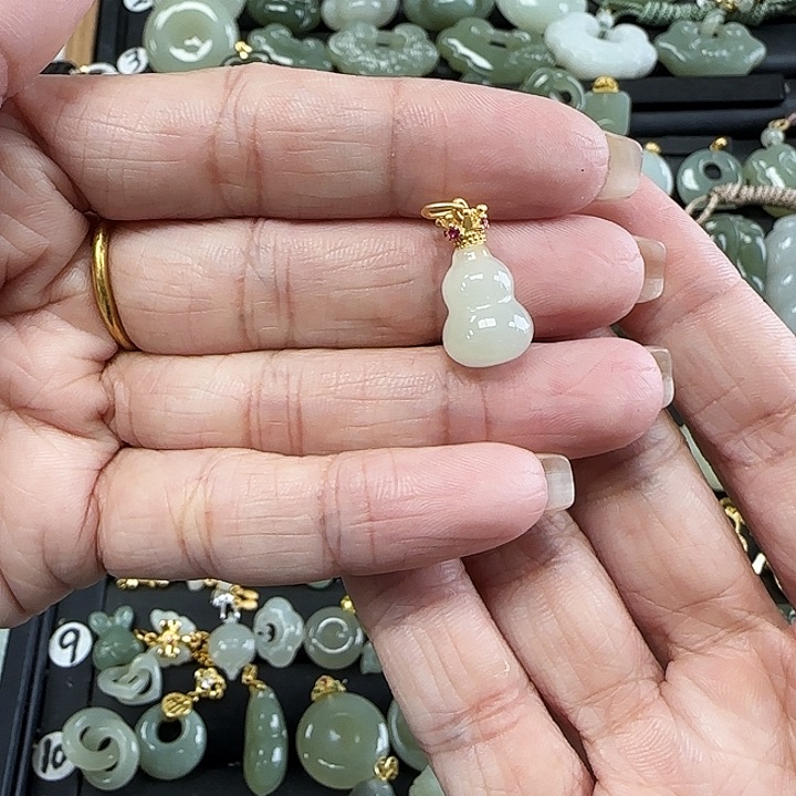 和田玉银S925镶嵌吊坠(不含链)