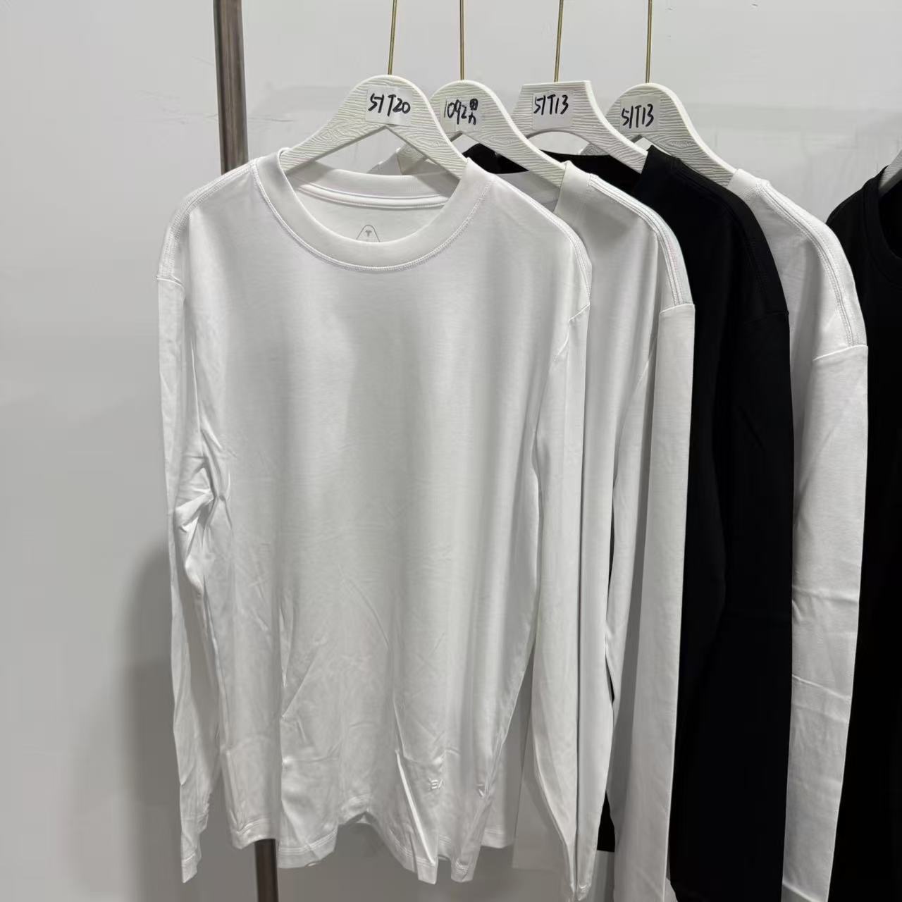 【不挑】1100夏季圆领长袖T恤宽松纯色基础版男士白T长袖不挑