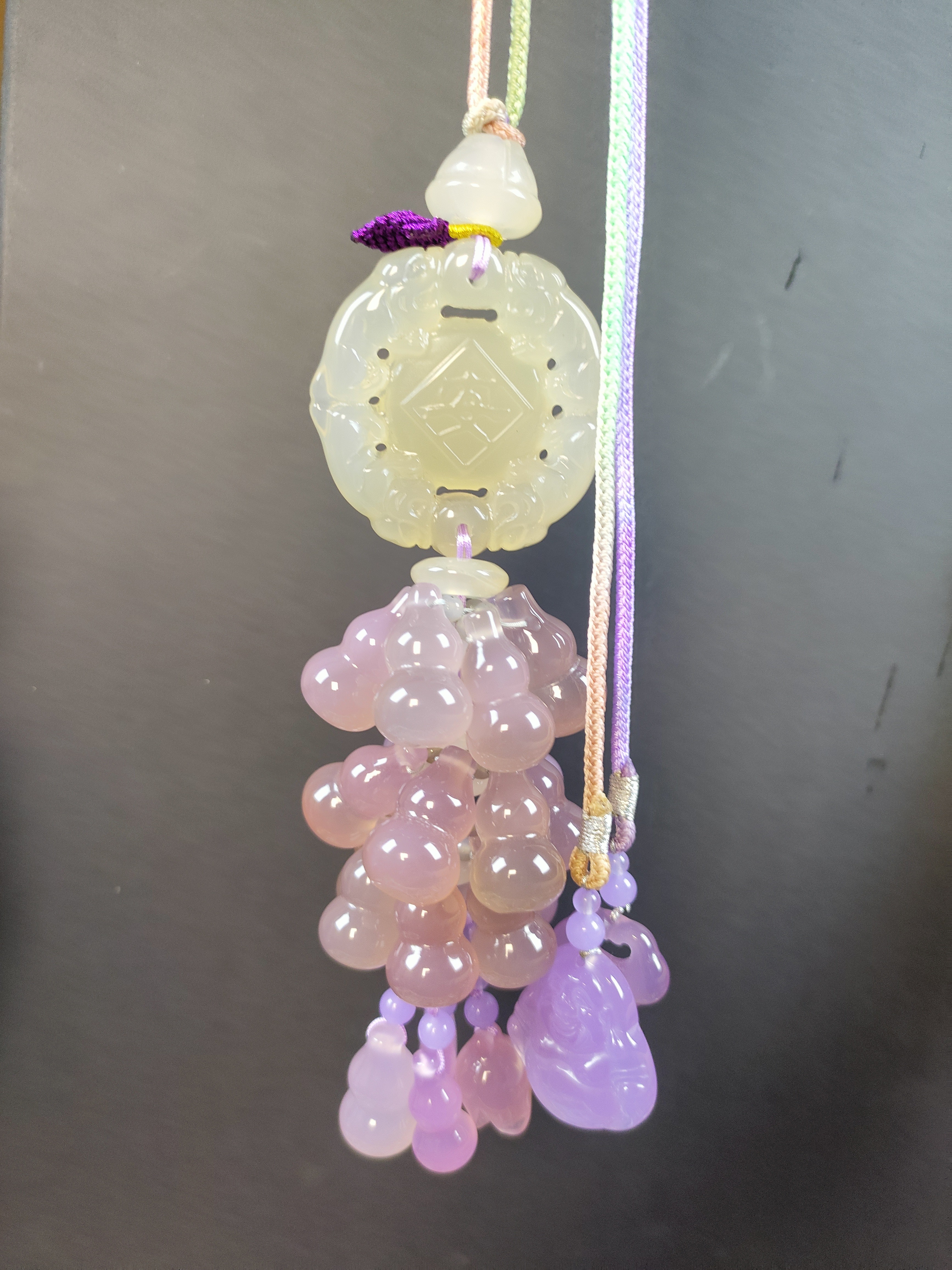 玛瑙平安牌+紫葫芦汽车挂件