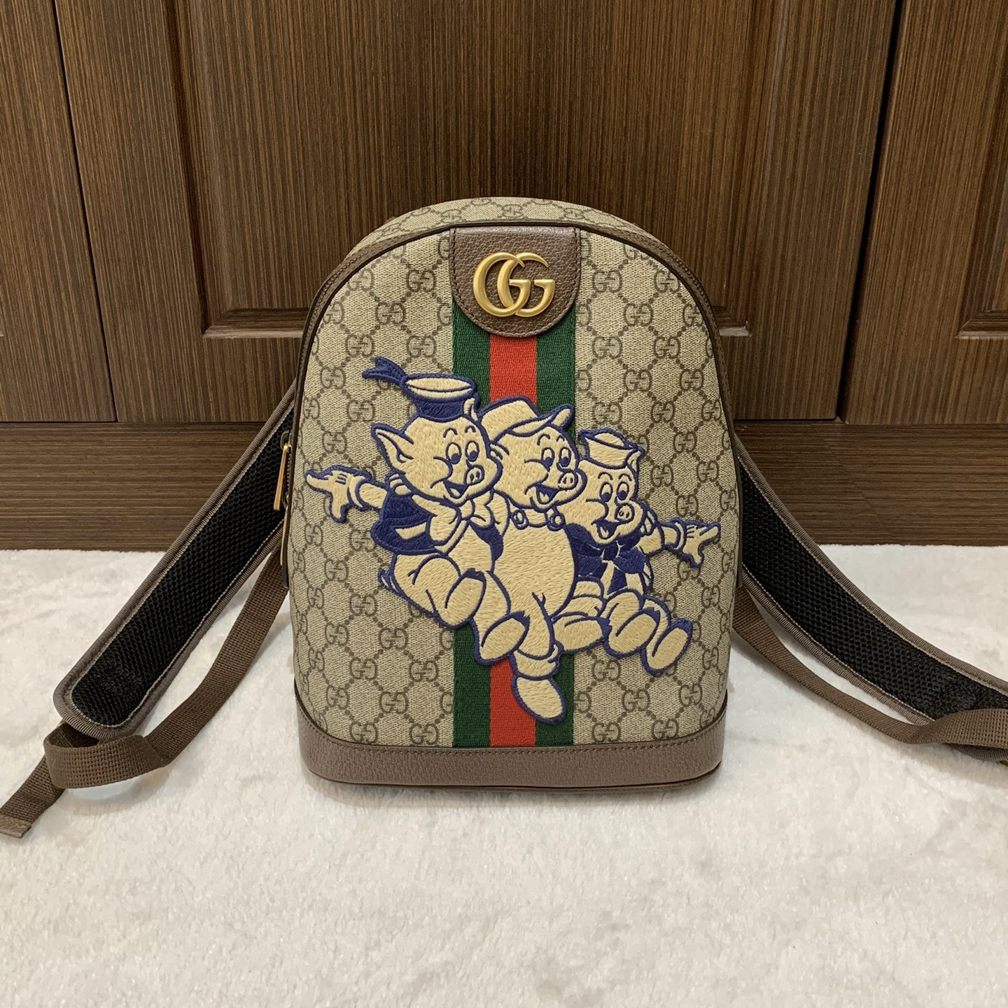 95新 GUCCI/古驰 三只小猪双肩包/二奢