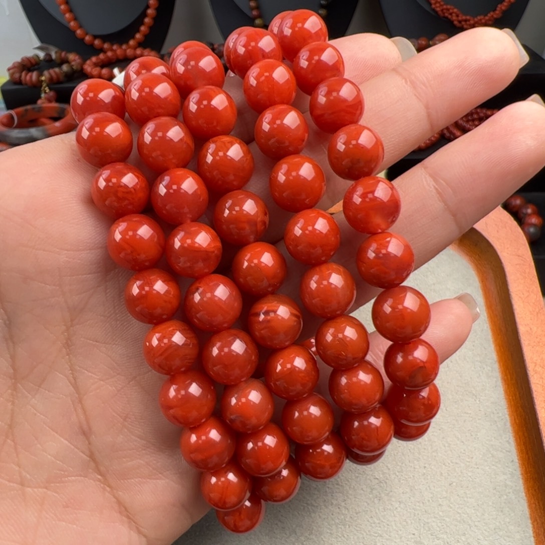 南红玛瑙未镶嵌（柿子火焰满肉长链9+）