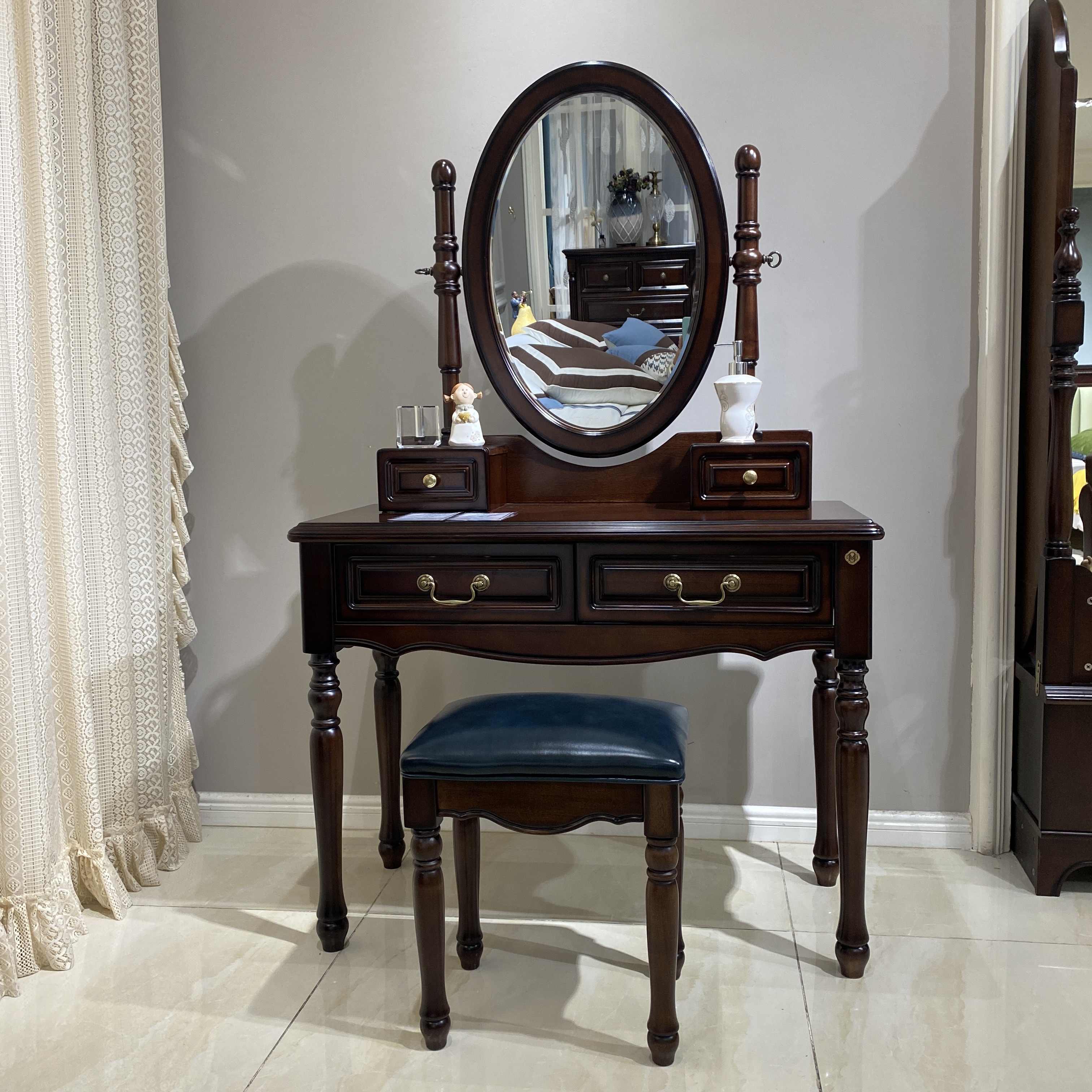【品牌代工】庄园卡佩KP1713纯原木梳妆台美式妆台卧室妆台