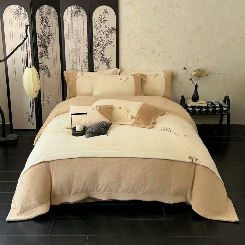 【梦之岚】高克重云绒四件套 两百三十克牛奶绒 2025新中式高奢设计