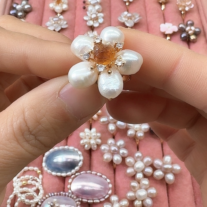 淡水珍珠戒指银S925镶嵌