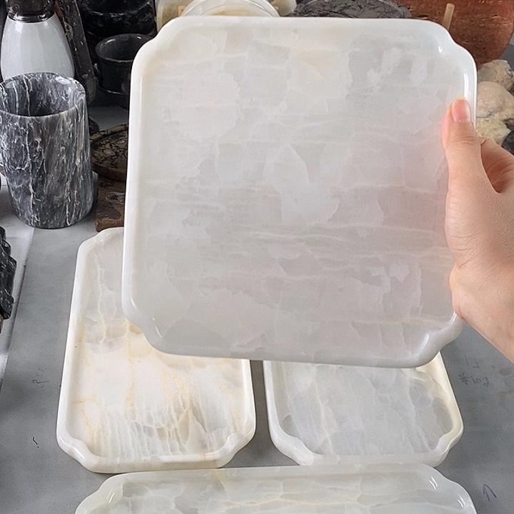 展***绘化石角石化石茶盘