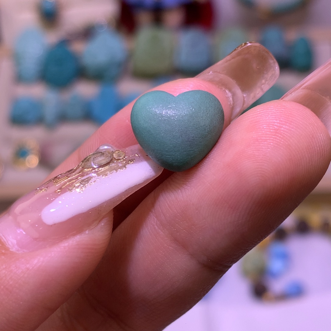 绿松石珠宝奇石未镶嵌?***倩爱心