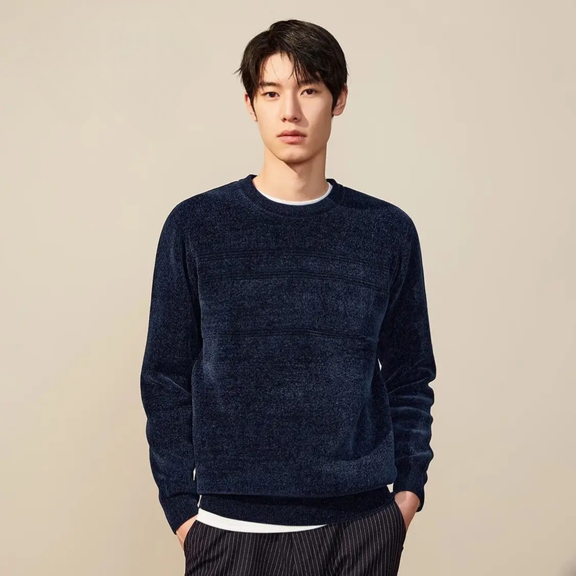 【老何童装】男士舒适加厚针织衫4D198A