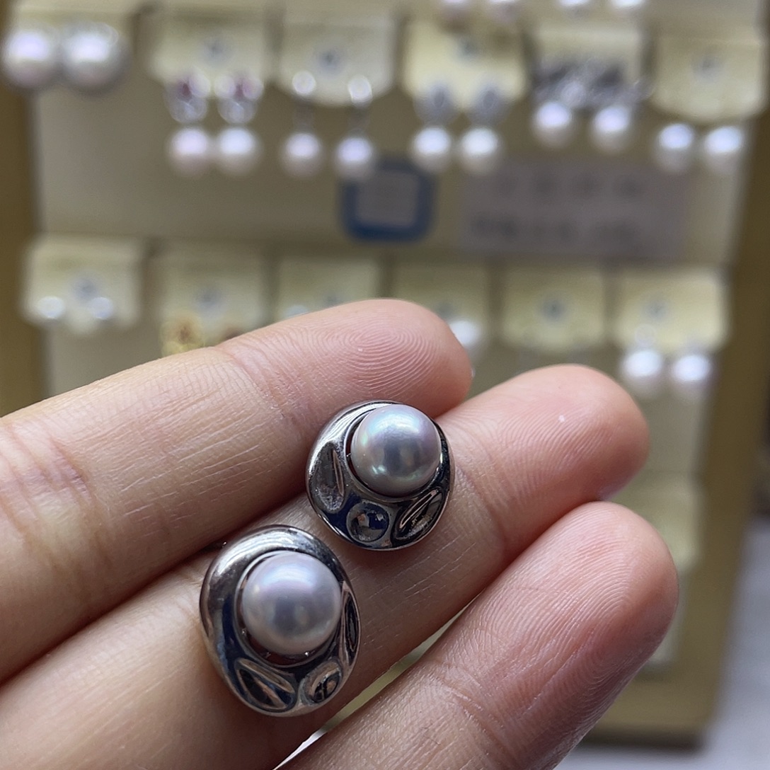 银S925镶嵌耳饰海水珍珠