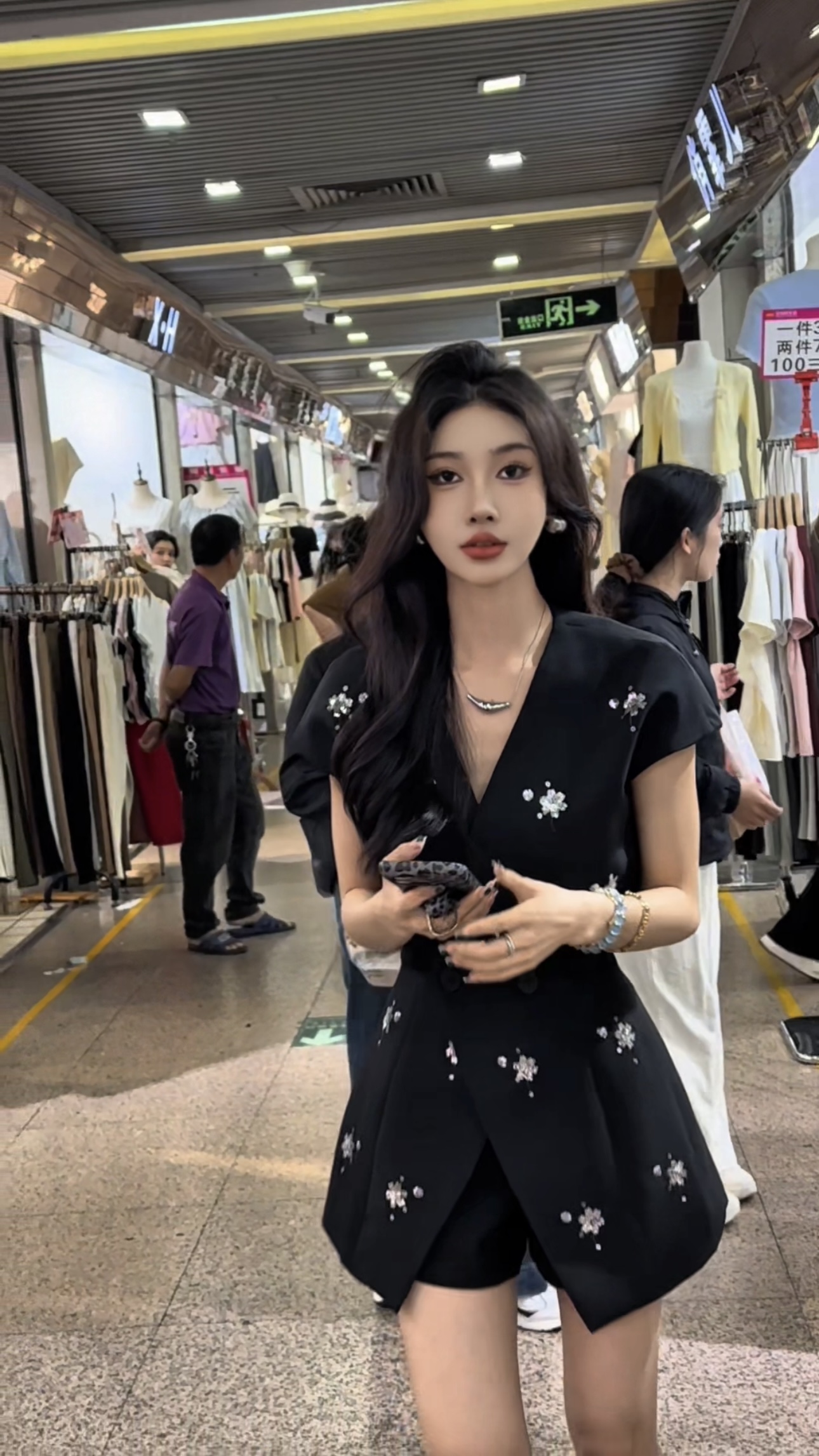 【沈百万】纯手工亮片西装套装小飞袖马甲外套+短裤两件套