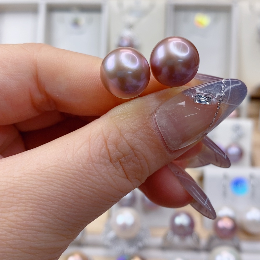 淡水珍珠耳饰银S925镶嵌