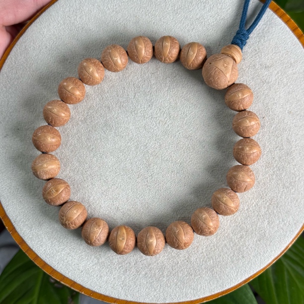 14mm精品尼泊尔凤眼菩提手串正圆大眼睛粉红皮油籽