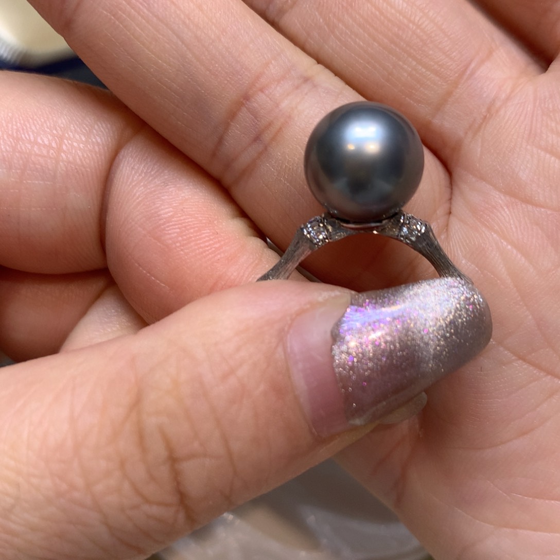 银S925镶嵌海水珍珠耳饰