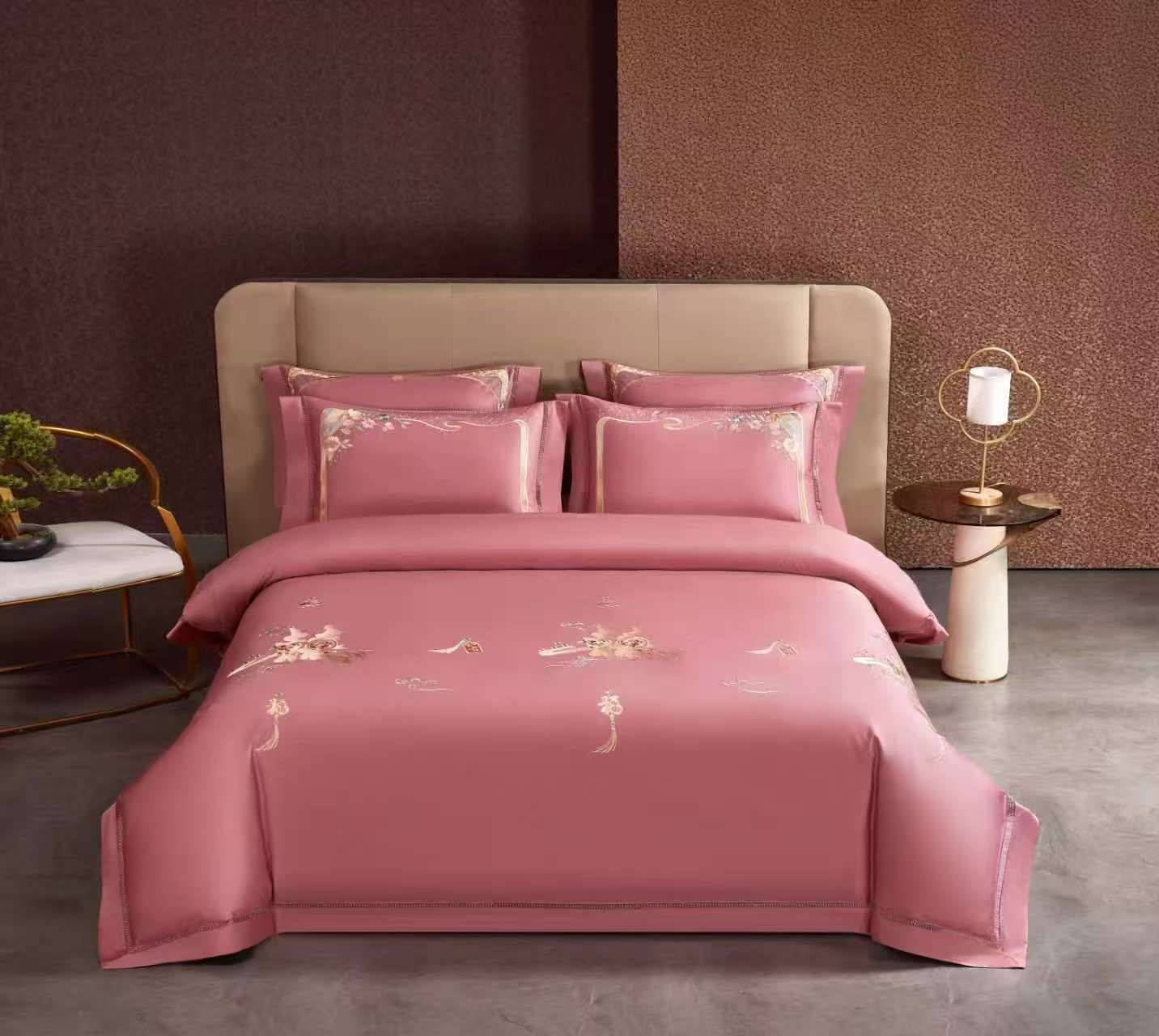 【喜生福禄】纯棉贡缎婚庆刺绣婚房四件套家用床上用品