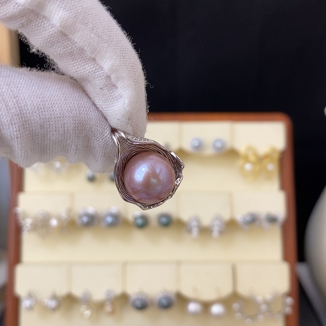 吊坠(不含链)淡水珍珠银S925镶嵌