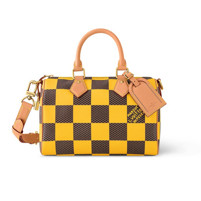99新 LouisVuitton/路易威登 菲董3886棋盘格Speedy 25手提斜挎包