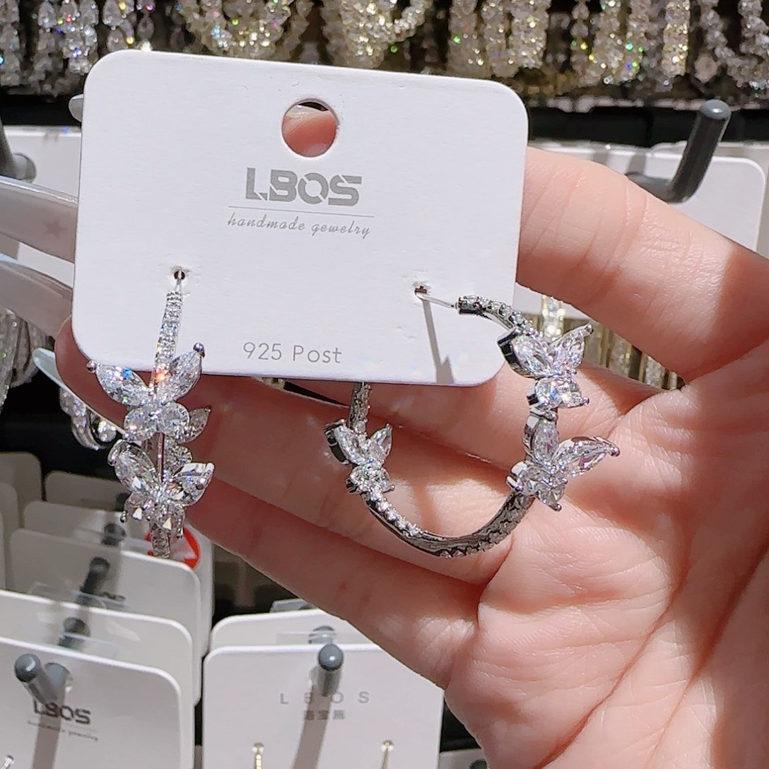 铜合金925银锆石耳环